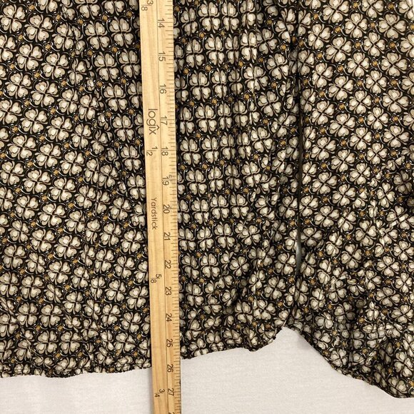 New Max Studio Brown Cream Floral Geometric Boho Print Ruffle Detail Blouse XL - Picture 5 of 10